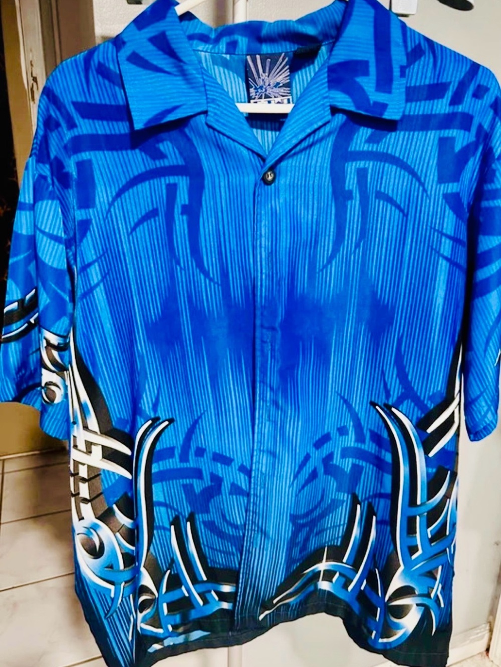 Men's Casual Blue Short-Sleeve Button Down Shirt